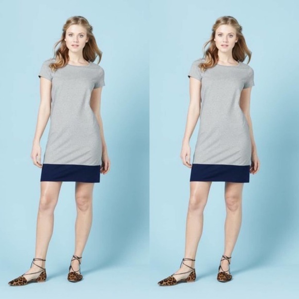 BODEN Color Block T-Shirt Mini Dress Grey Navy Size 8